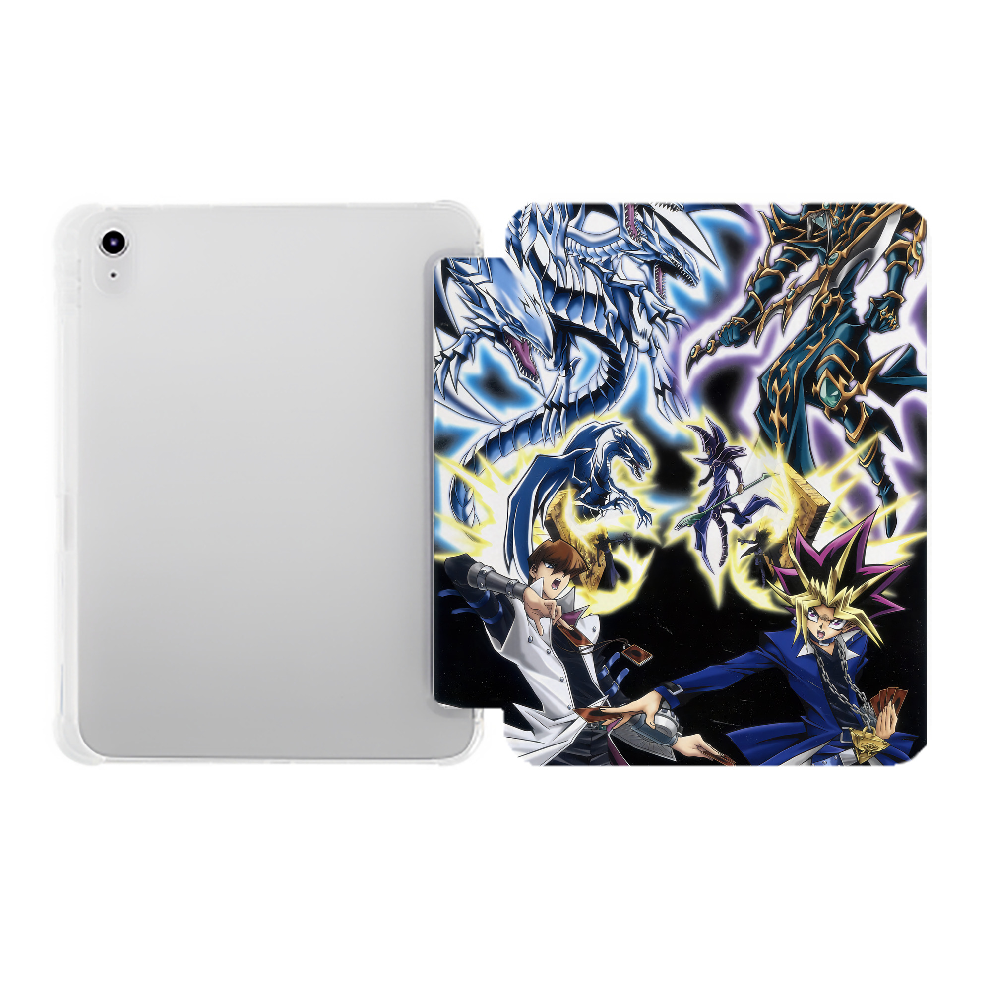 （画像用） 遊☆戯☆王 Yu-Gi-Oh! IPad ケース ペン収納付き 三つ折りスタンド PUレザー×シリコン 対応機種9.5/10.5/10.9インチ